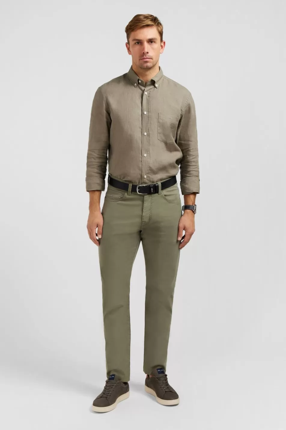 Pants | Eden Park 5-Pocket Straight-Leg Khaki Trousers