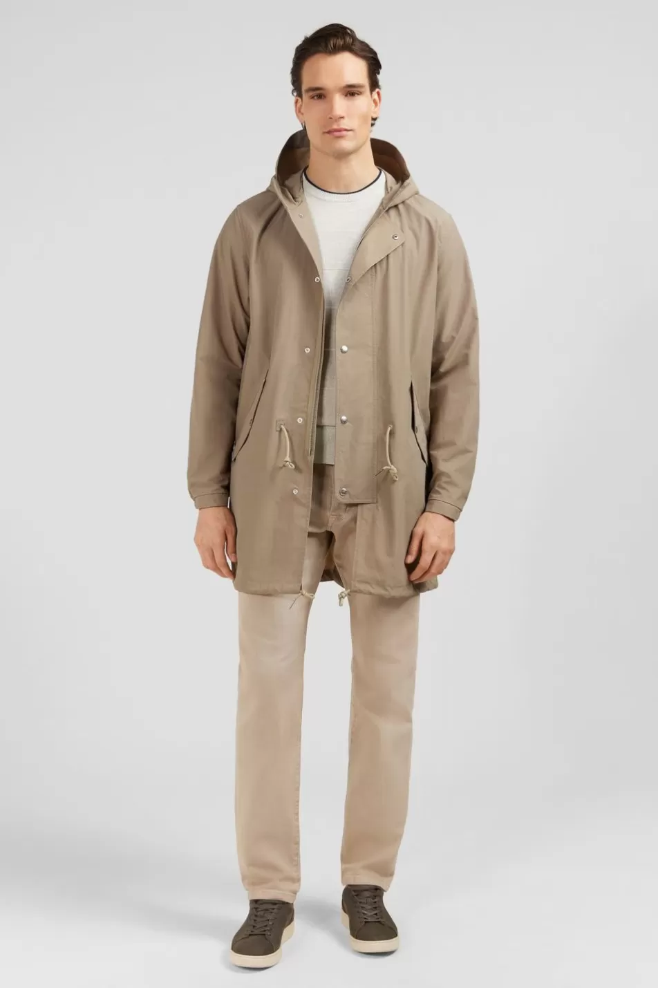 Coats | Eden Park Beige Cotton Blend Hooded Parka