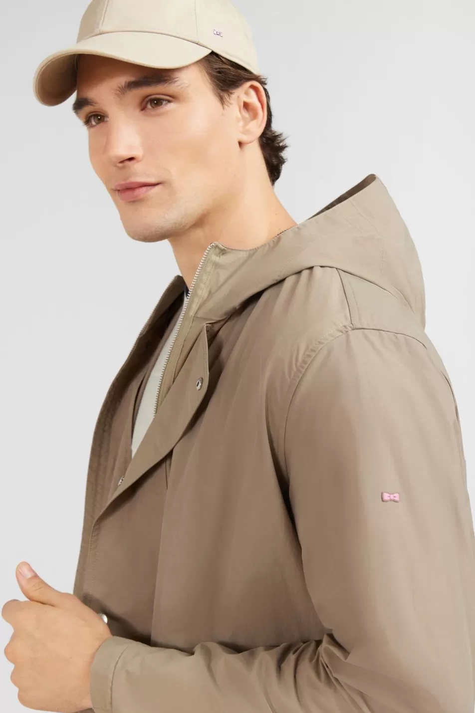 Coats | Eden Park Beige Cotton Blend Hooded Parka