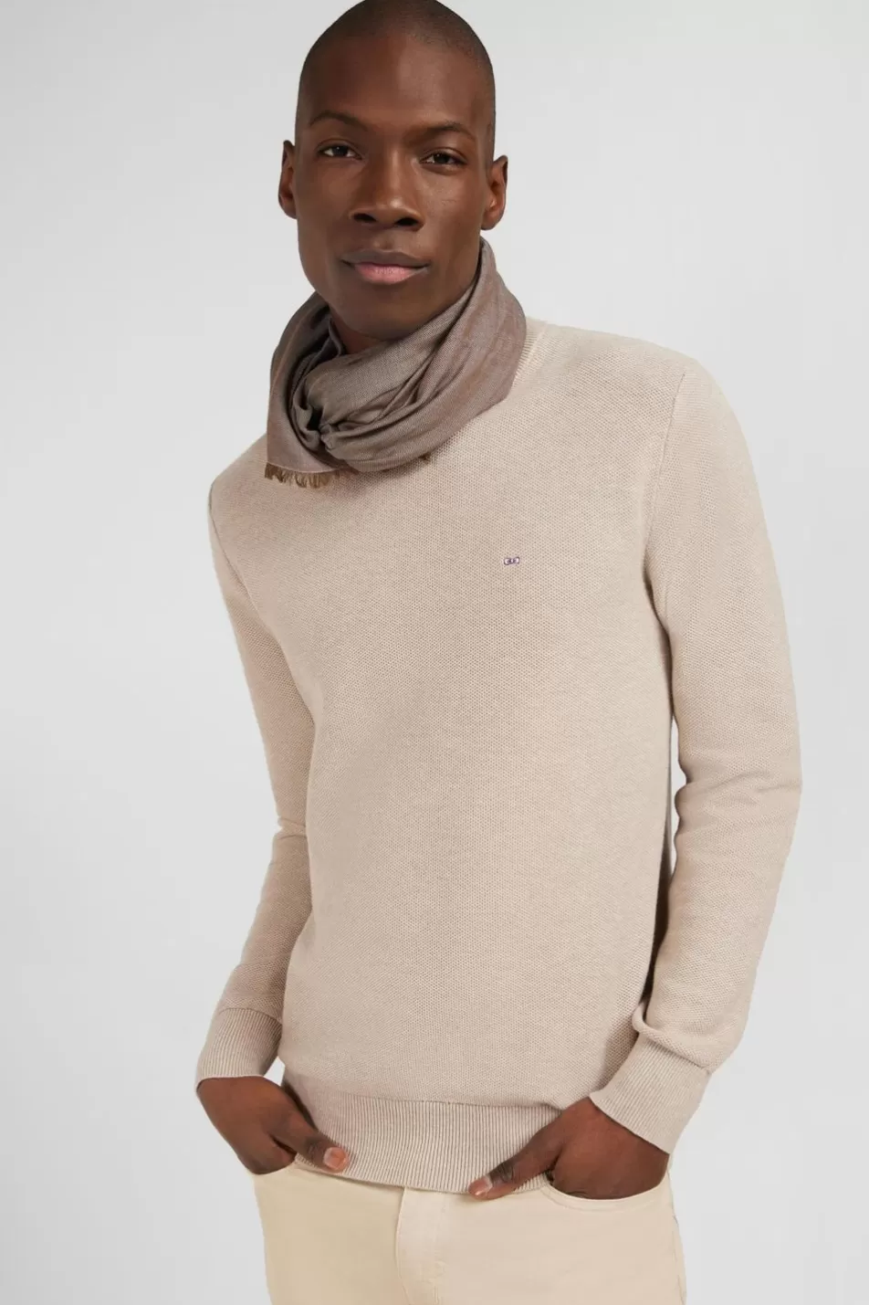 Sweaters | Eden Park Beige Jumper In Decorative Cable Knit