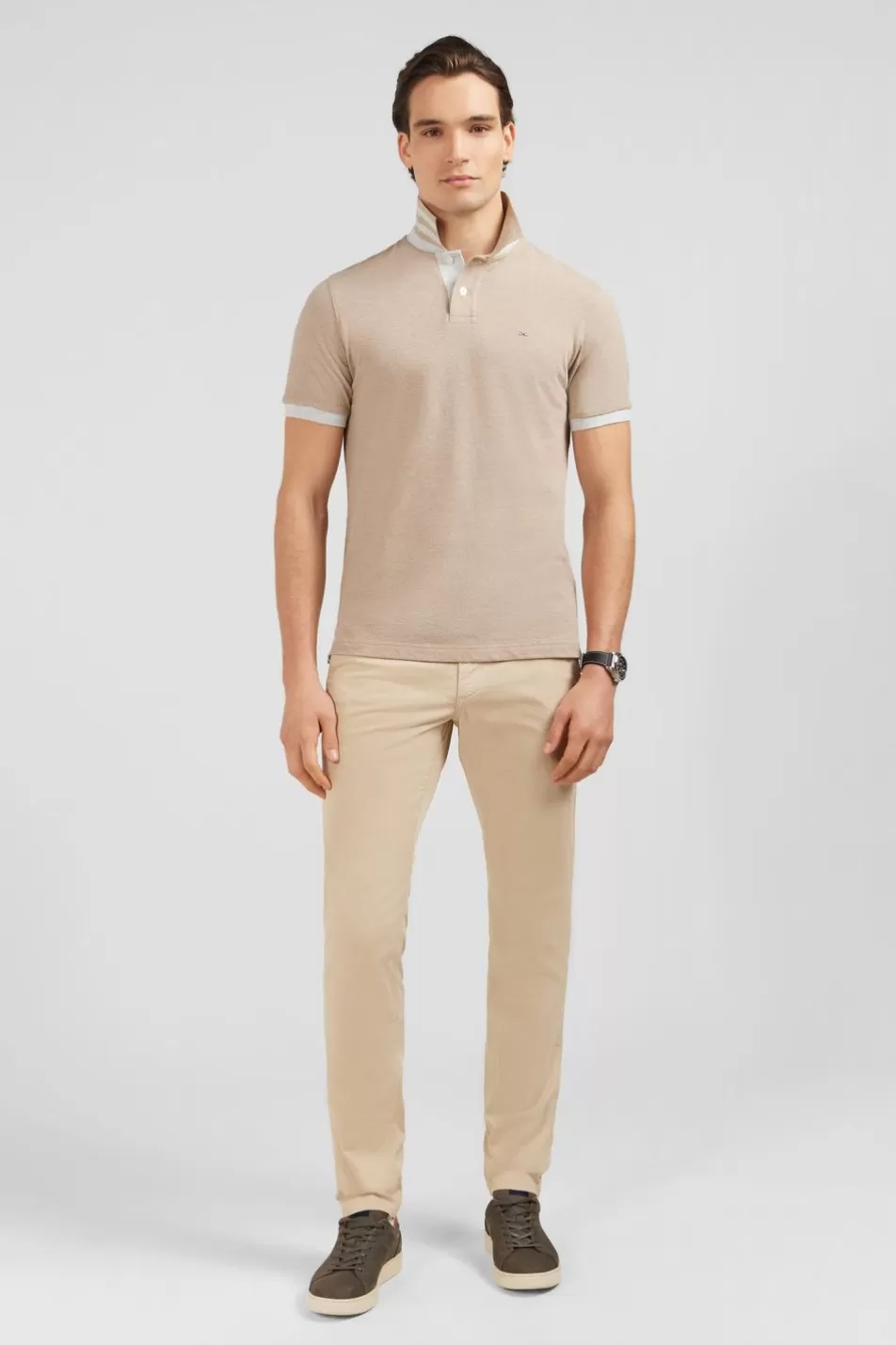 Polos | Eden Park Beige Short-Sleeved Polo Shirt