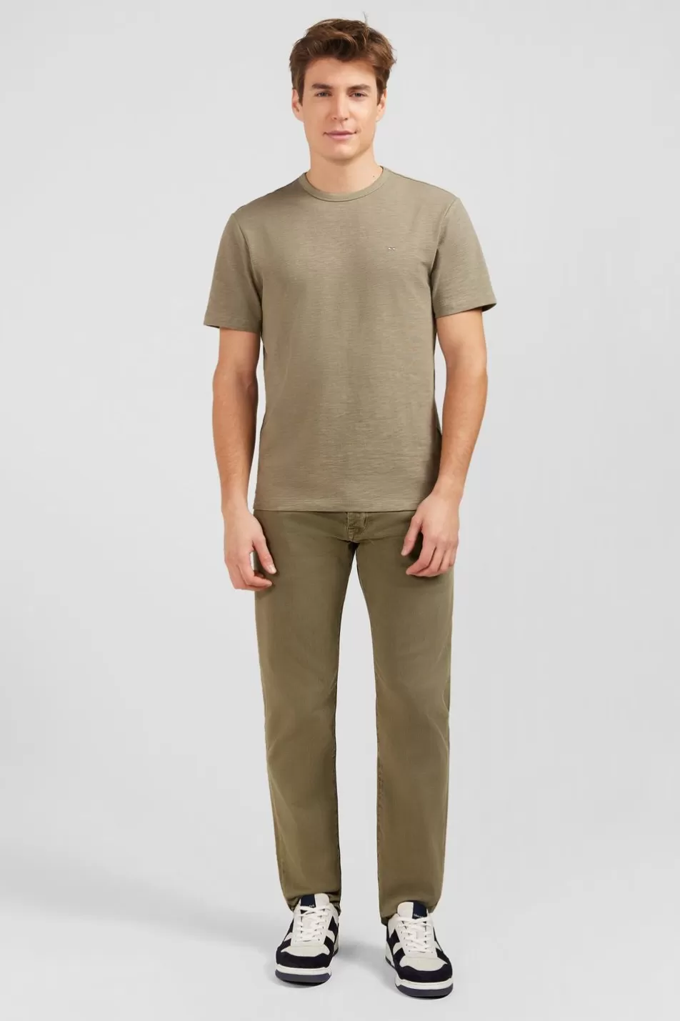 T-Shirts | Eden Park Beige T-Shirt In Flamme Cotton