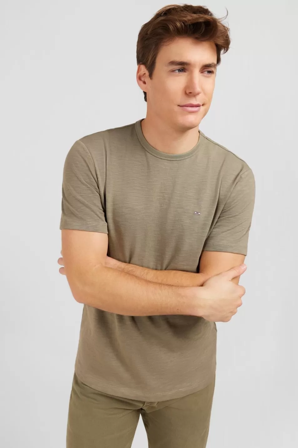 T-Shirts | Eden Park Beige T-Shirt In Flamme Cotton