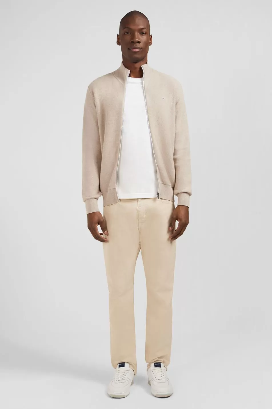 Cardigans | Eden Park Beige Zip Cardigan