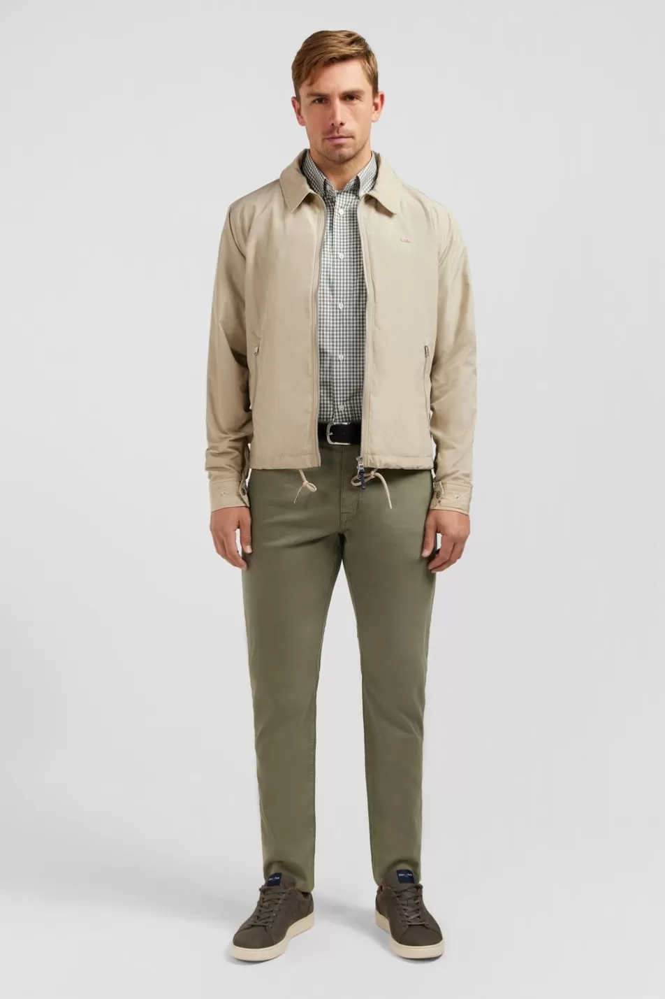 Coats | Eden Park Beige Zipped Jacket With Classic Collar