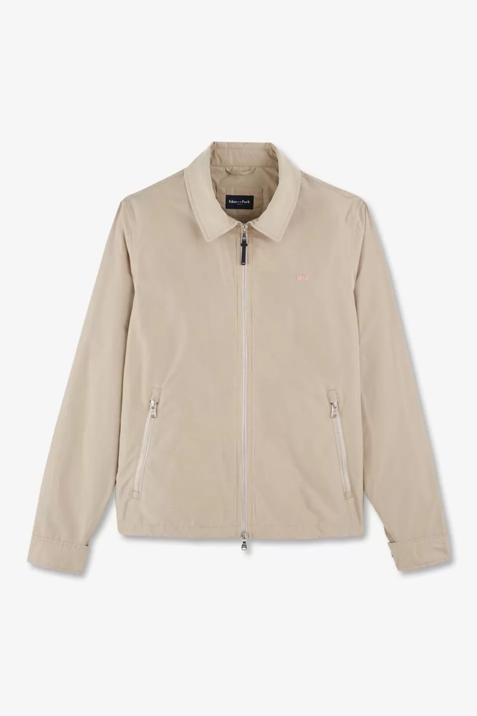 Coats | Eden Park Beige Zipped Jacket With Classic Collar