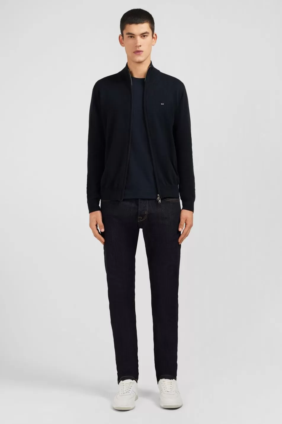 Cardigans | Eden Park Black Cotton Cardigan With Zipper