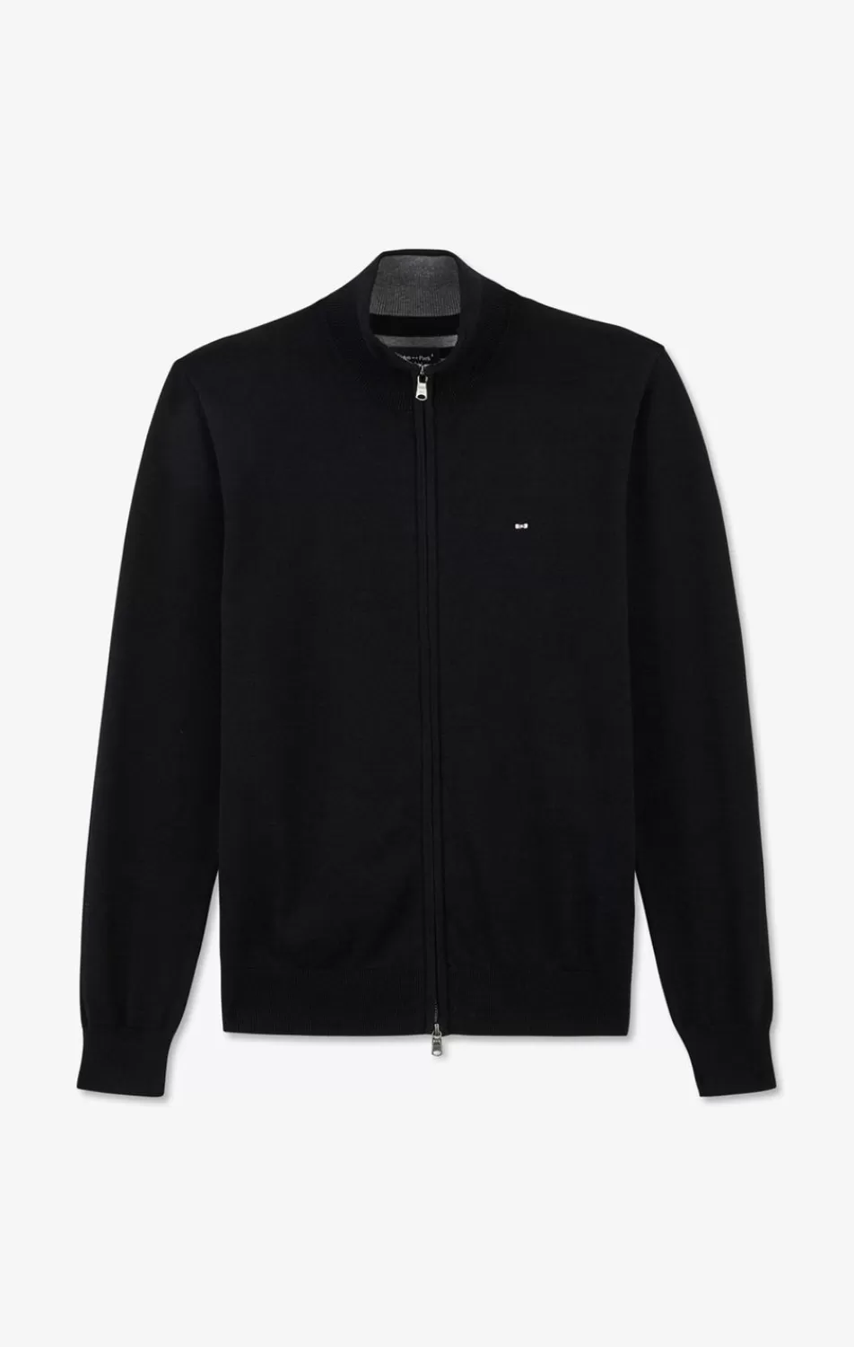 Cardigans | Eden Park Black Cotton Cardigan With Zipper