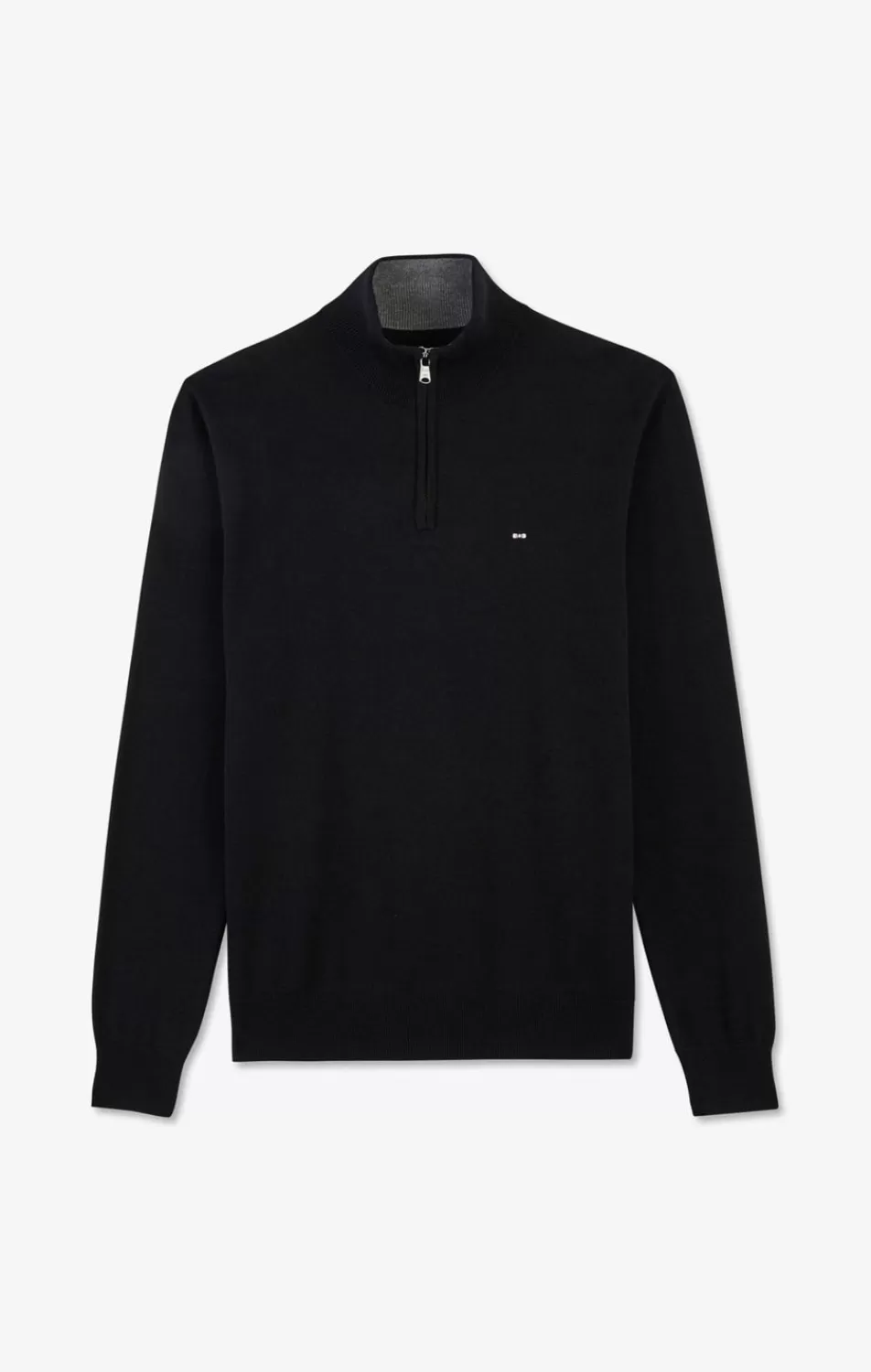 Sweaters | Eden Park Black Cotton Jersey Jumper With Trucker Neck