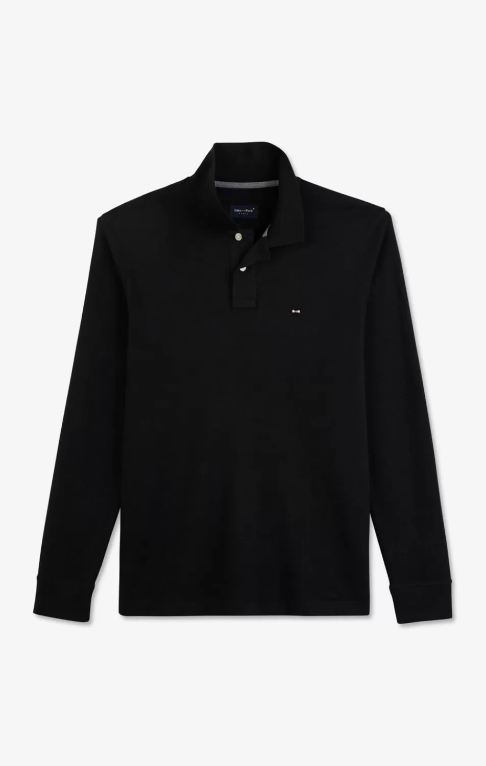 Polos | Eden Park Black Cotton Polo With Contrasting Neck