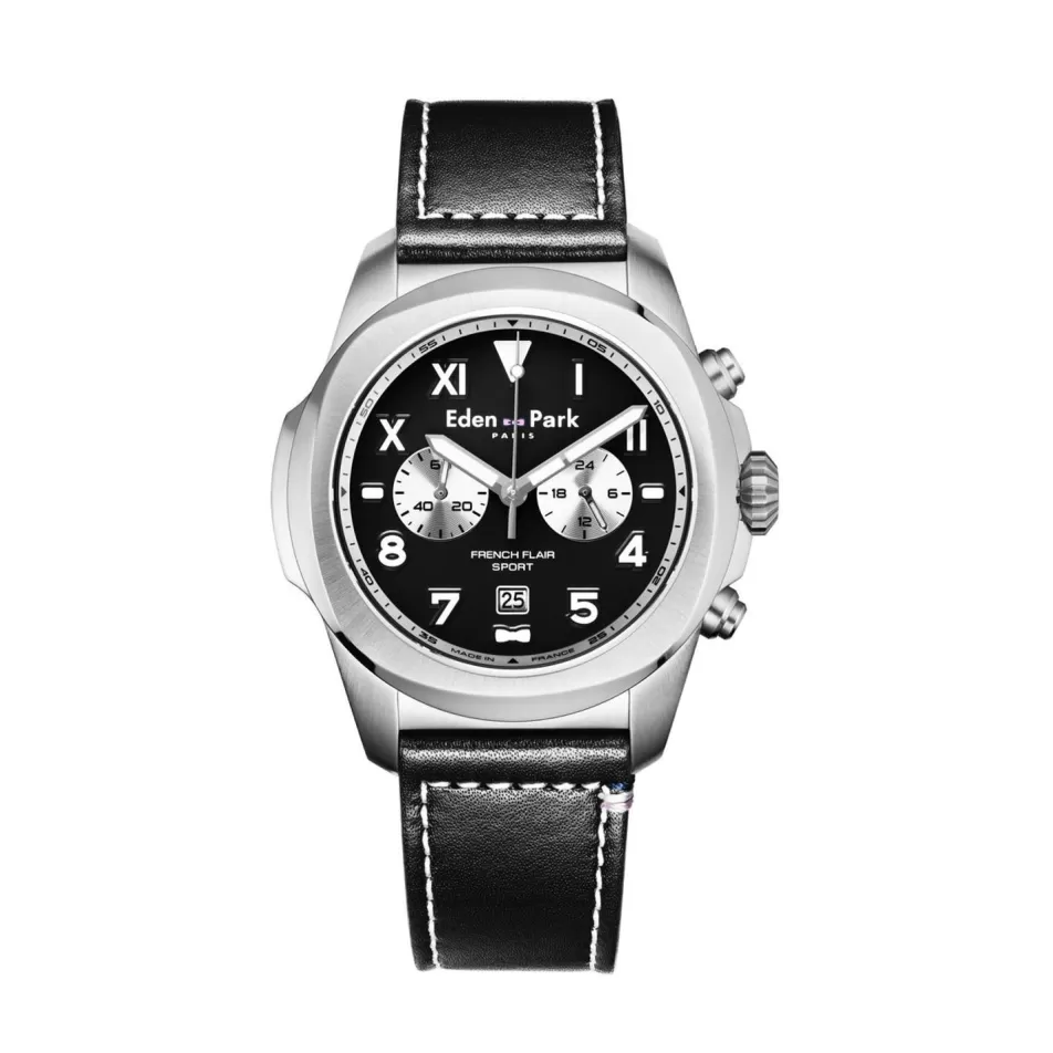 Watch | Eden Park Black Leather Chronograph Quartz Watch