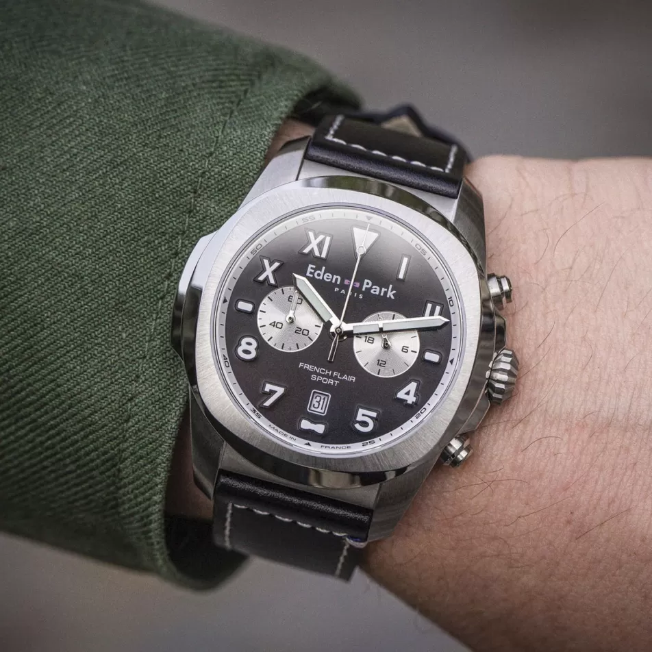 Watch | Eden Park Black Leather Chronograph Quartz Watch