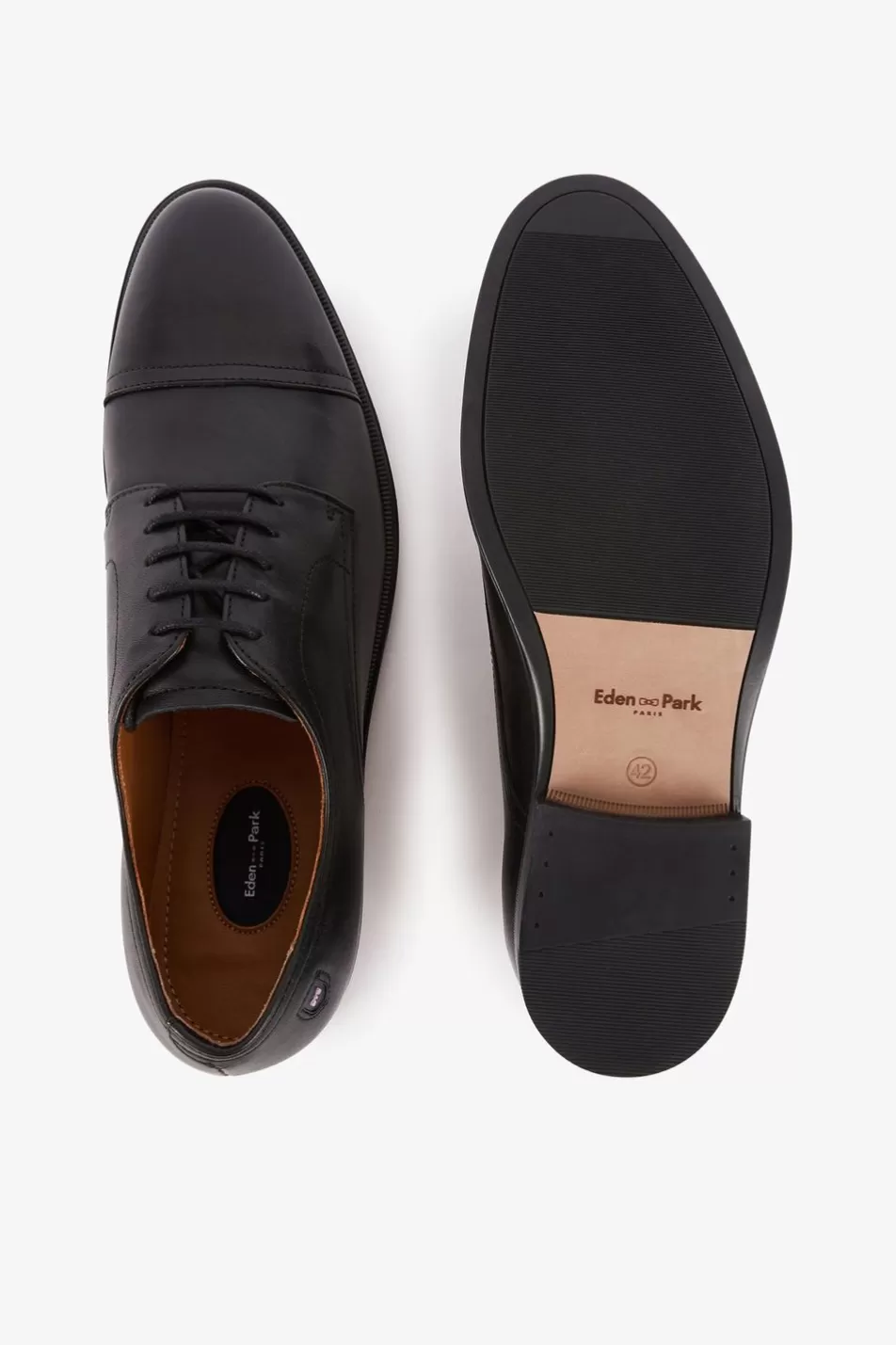 Derbies | Eden Park Black Leather Derbies