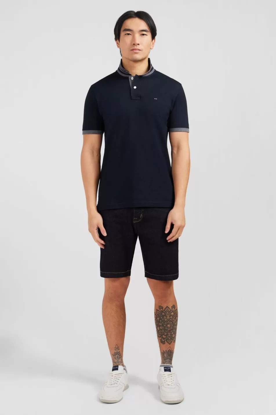 Polos | Eden Park Black Pima Cotton Polo With Contrasting Accents