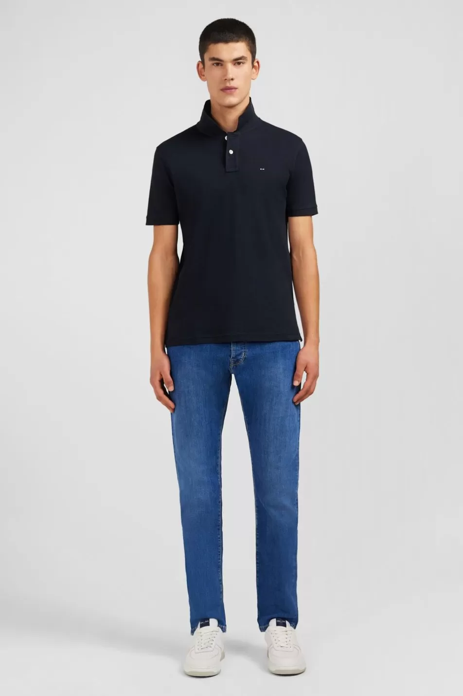 Polos | Eden Park Black Stretch Pima Cotton Polo