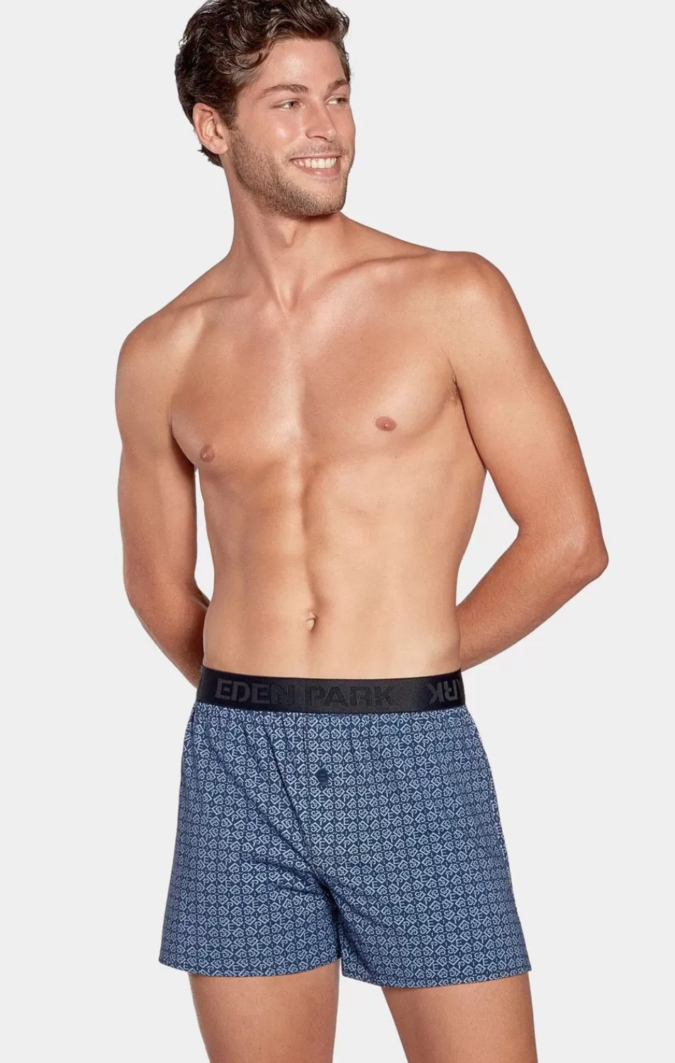 Underwear | Eden Park Blue Boxer Shorts With Micro-Patterns