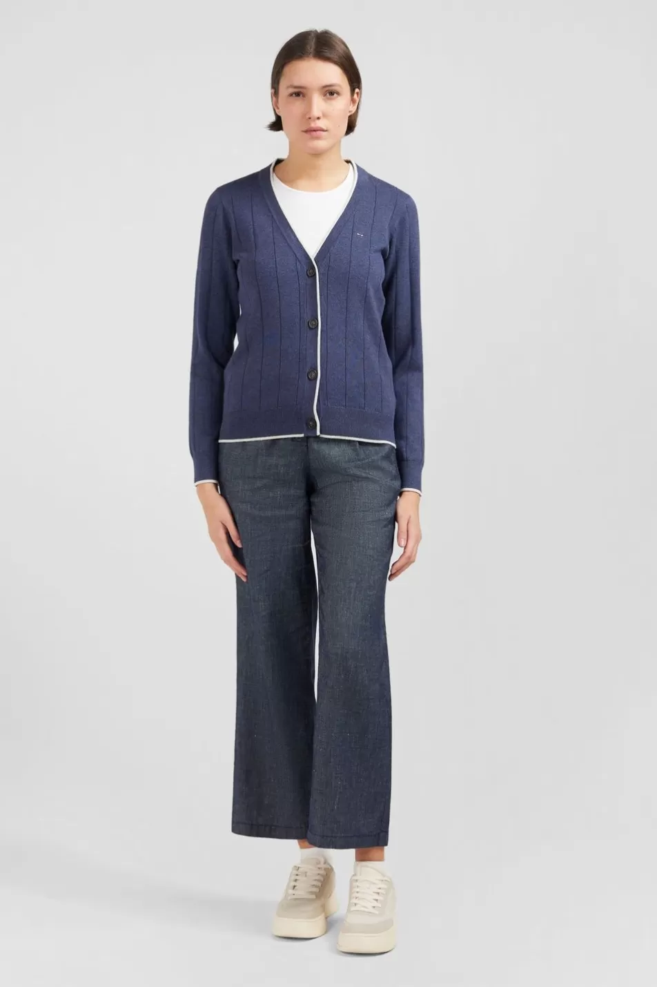 Cardigans | Eden Park Blue Buttoned Cardigan In Knitwear