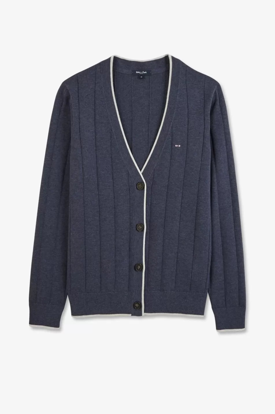 Cardigans | Eden Park Blue Buttoned Cardigan In Knitwear