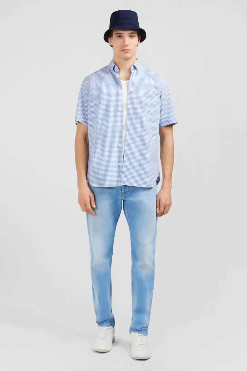 Short-Sleeved Shirts | Eden Park Blue Checked Shirt