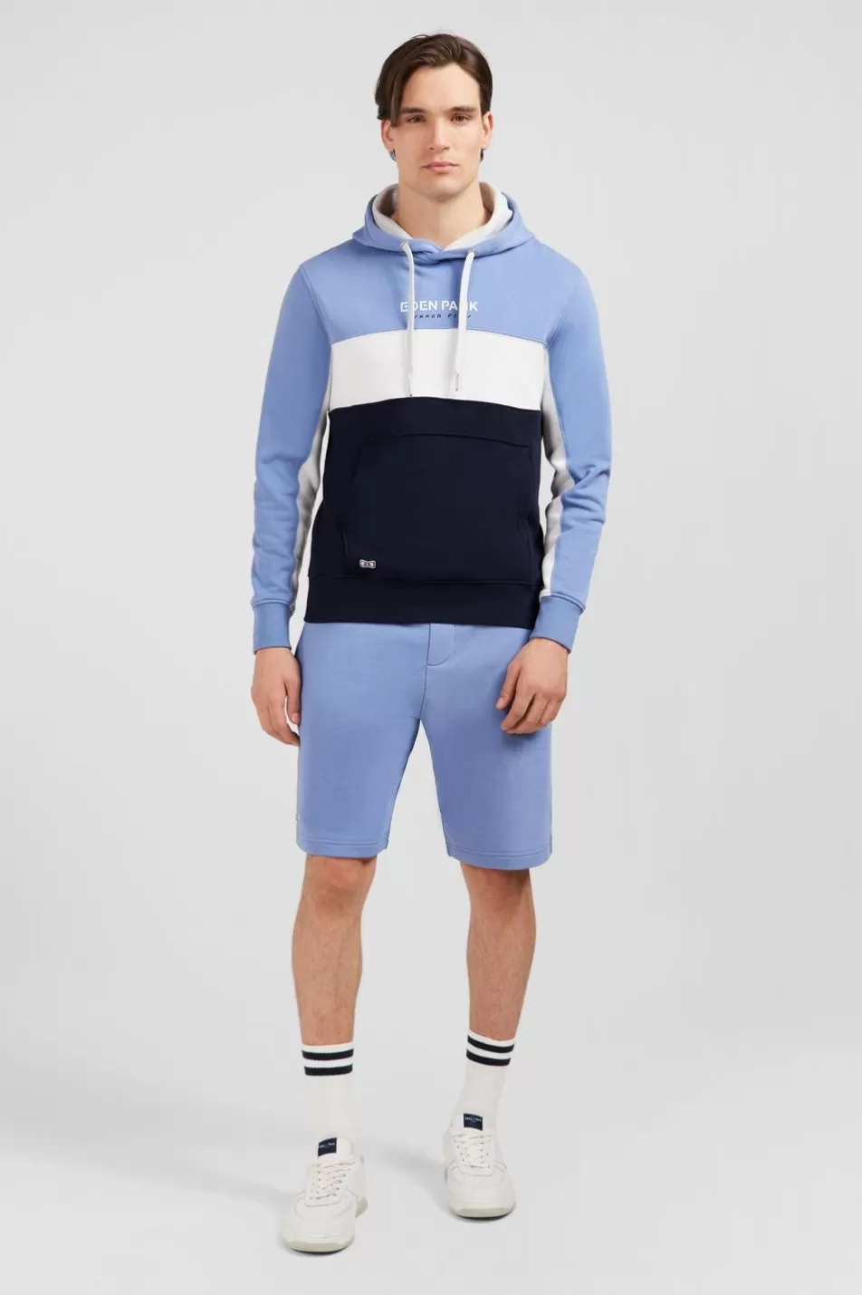 Sweatshirts | Eden Park Blue Colour-Block Hooded Sweatshirt