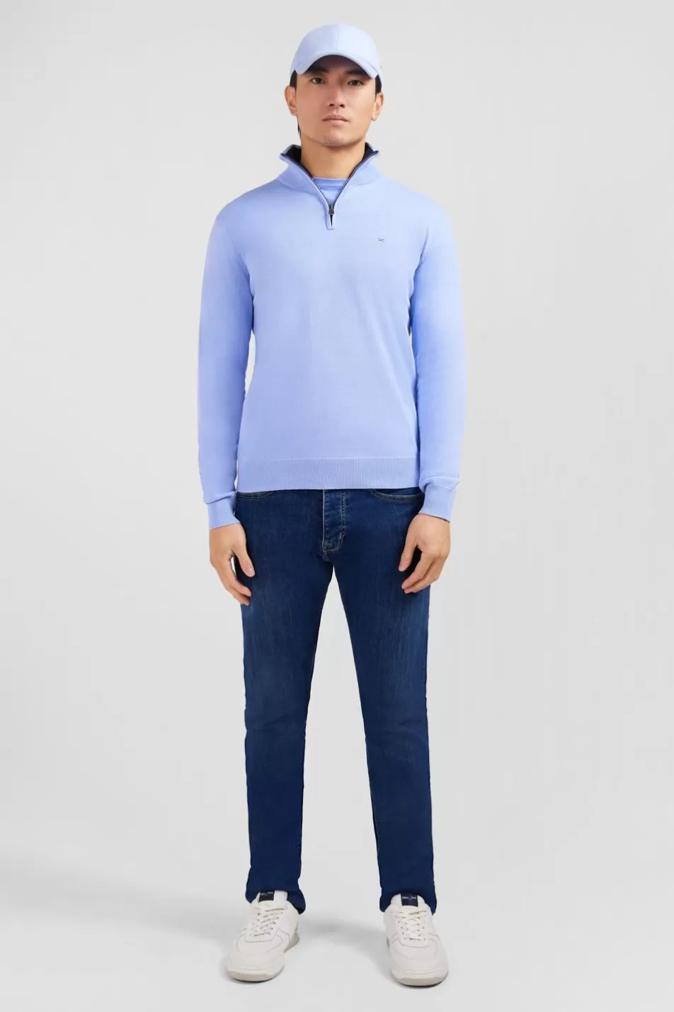 Sweaters | Eden Park Blue Cotton Jersey Jumper With Trucker Neck