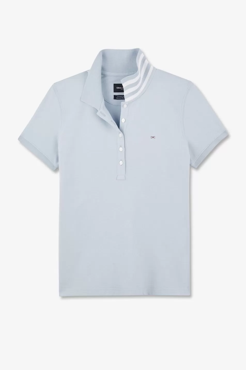 Polos | Eden Park Blue Cotton Pima Short-Sleeved Polo Shirt