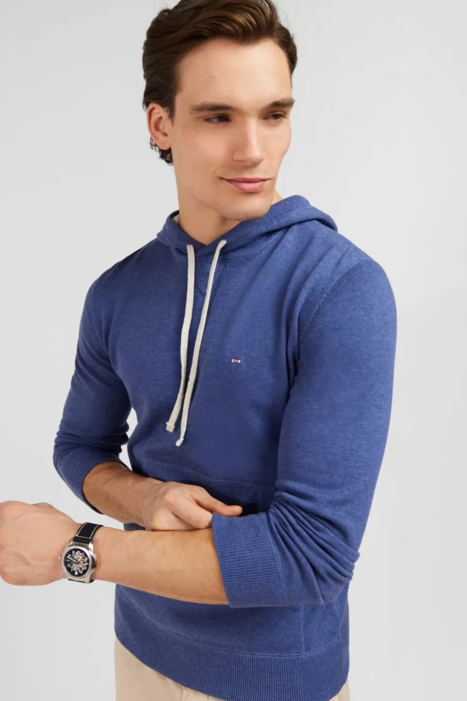 Sweaters | Eden Park Blue Hooded Jumper