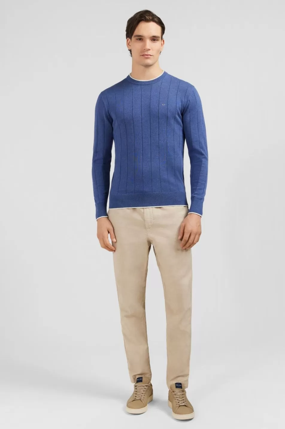 Sweaters | Eden Park Blue Jumper In Decorative Cable Knit