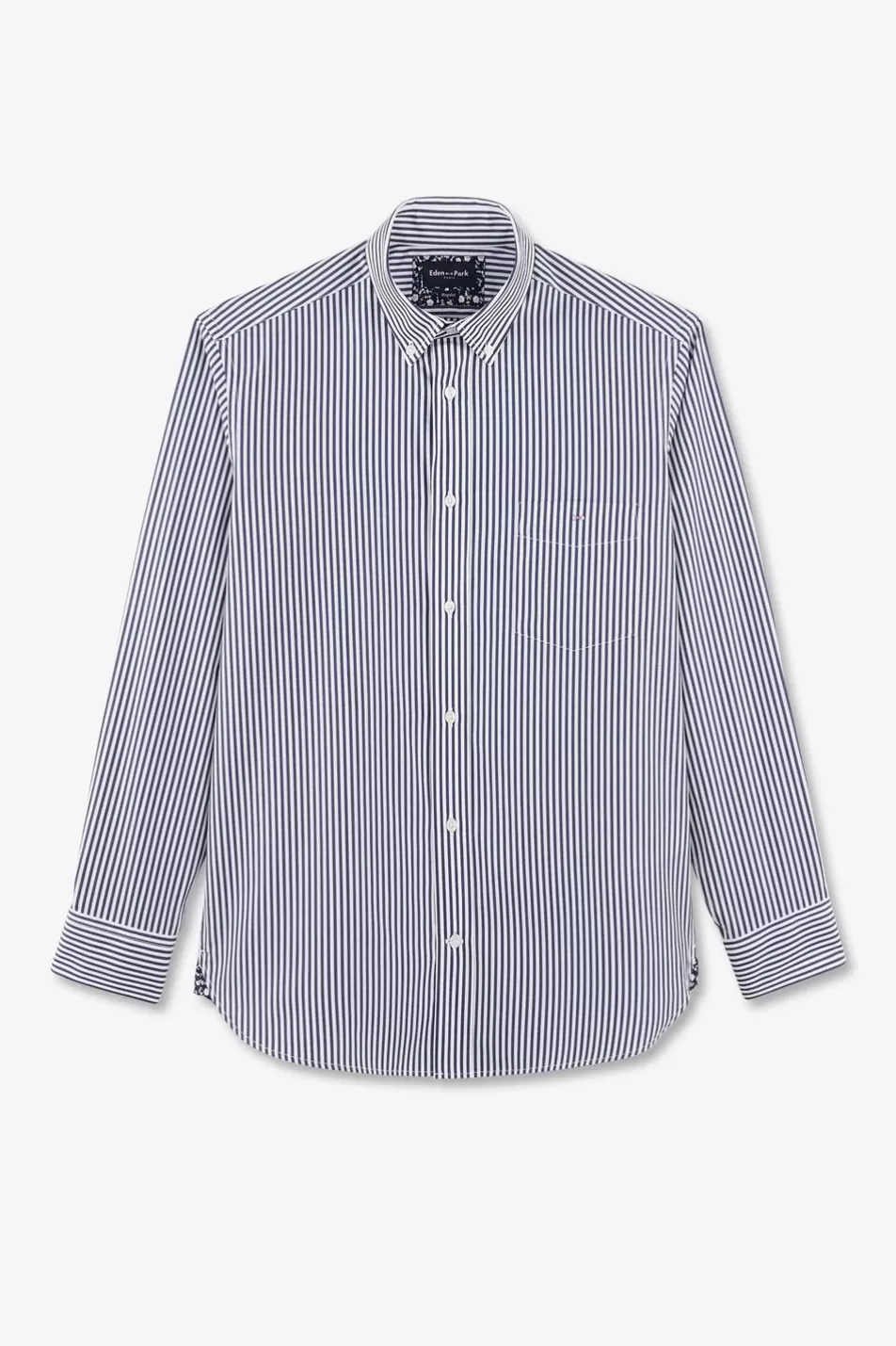 Shirts | Eden Park Blue Pinstriped Cotton Shirt In Regular Fit