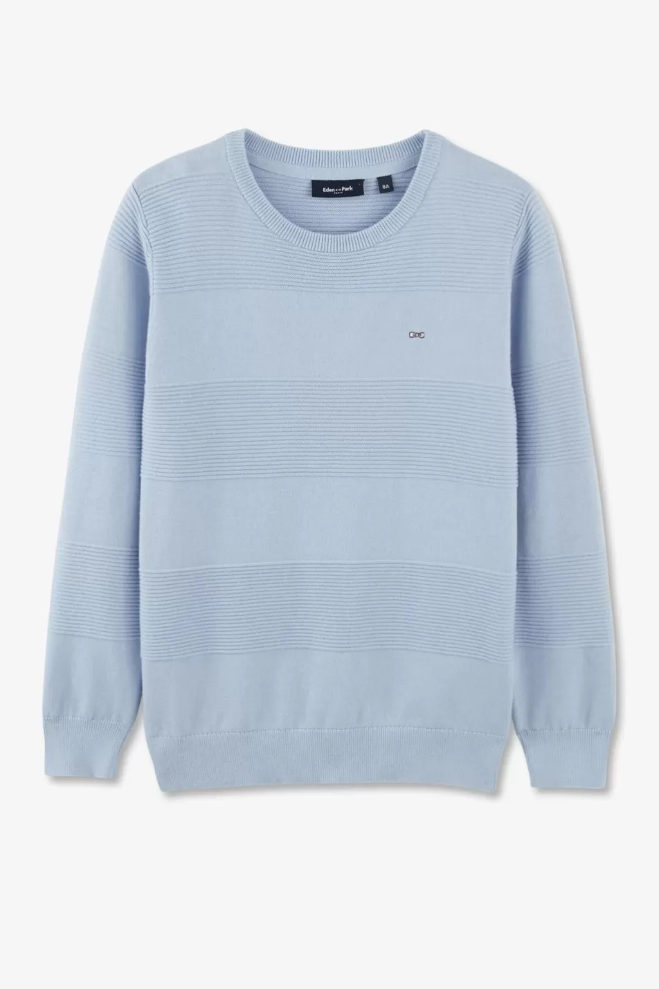 Children | Eden Park Blue Round Neck Cotton Sweater In Combination Knit