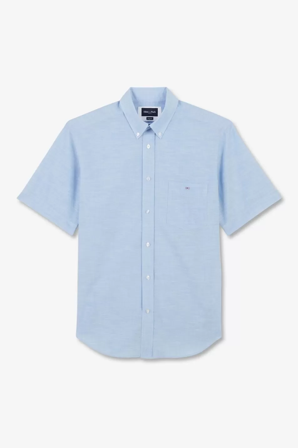 Short-Sleeved Shirts | Eden Park Blue Shirt In Cotton Dobby