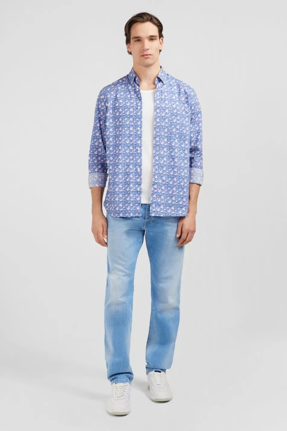 Shirts | Eden Park Blue Shirt With Exclusive Floral Print