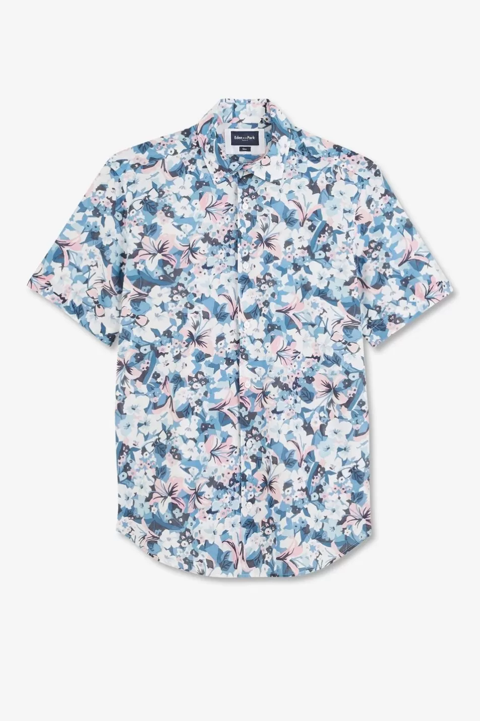 Short-Sleeved Shirts | Eden Park Blue Shirt With Exclusive Floral Print