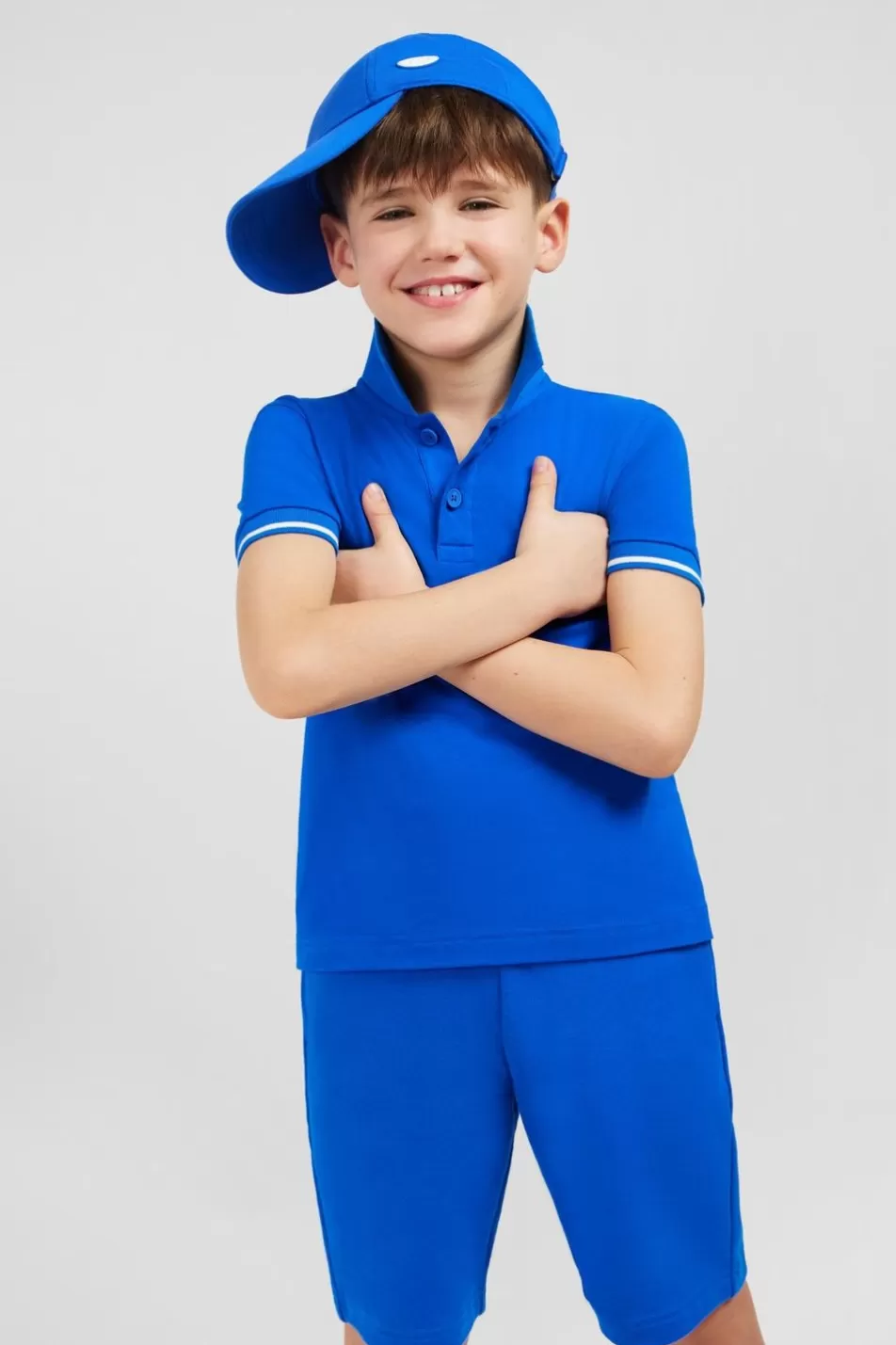 Children | Eden Park Blue Short-Sleeved Polo Shirt In Pique Cotton