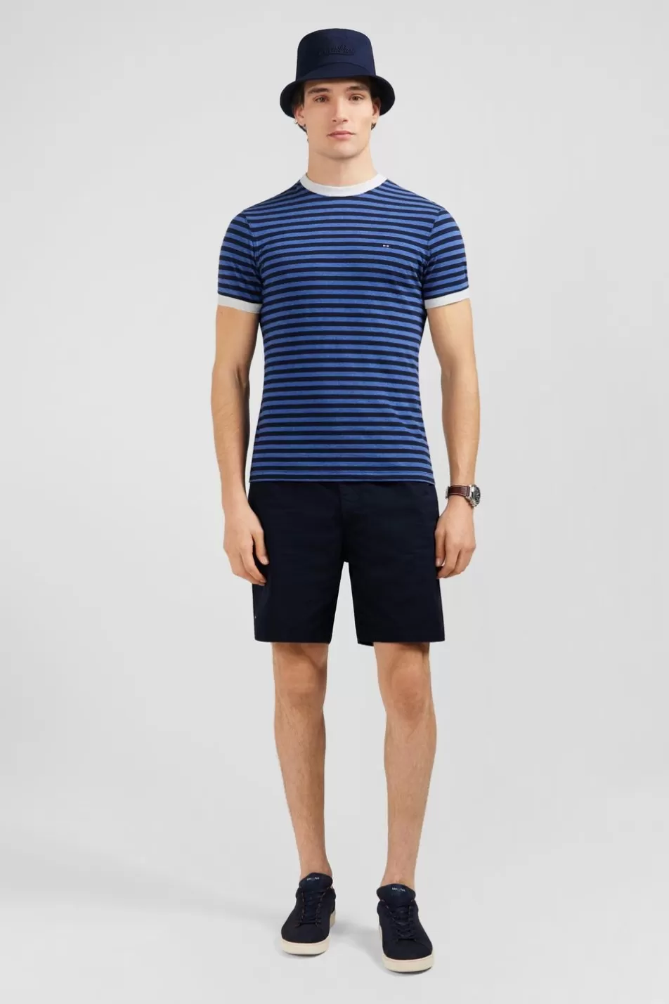 T-Shirts | Eden Park Blue Short-Sleeved Striped T-Shirt