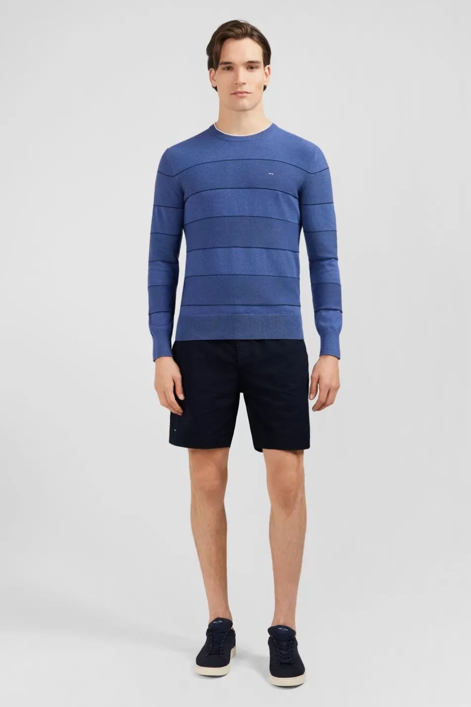 Sweaters | Eden Park Blue Striped Jumper In Combination Knit