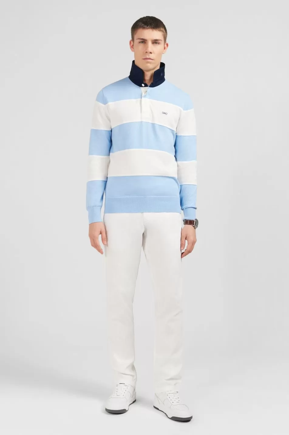 Rugby Shirts | Eden Park Blue Striped Knitted Jumper