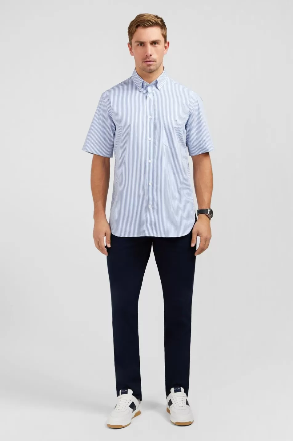 Short-Sleeved Shirts | Eden Park Blue Striped Shirt