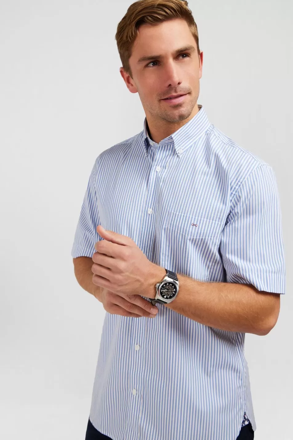 Short-Sleeved Shirts | Eden Park Blue Striped Shirt