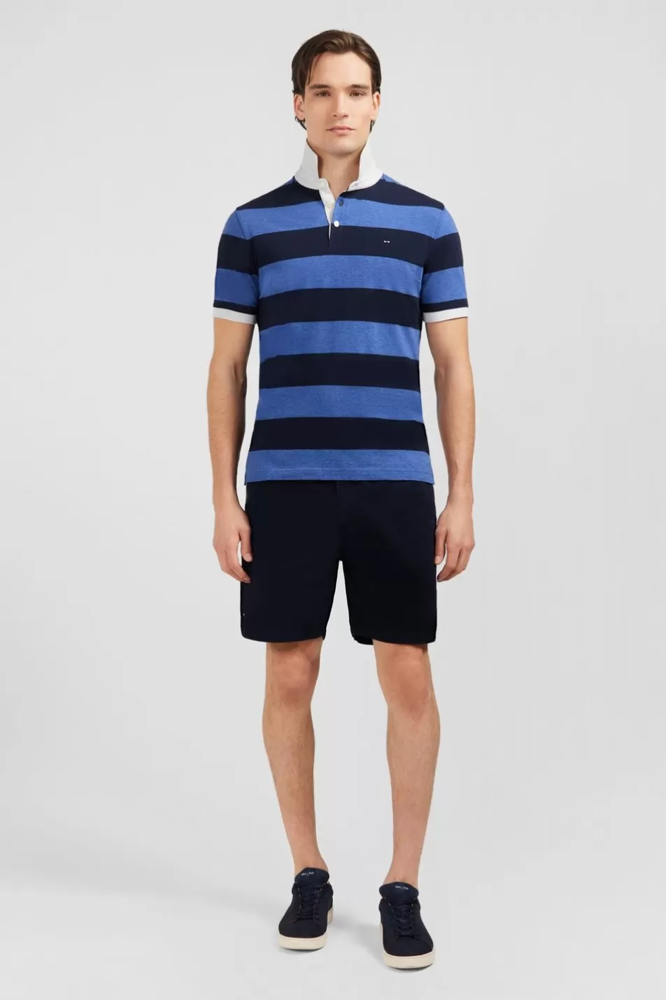 Polos | Eden Park Blue Striped Short-Sleeved Polo Shirt