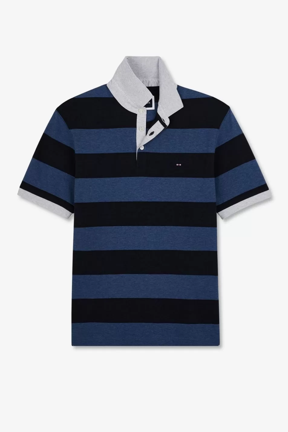 Polos | Eden Park Blue Striped Short-Sleeved Polo Shirt