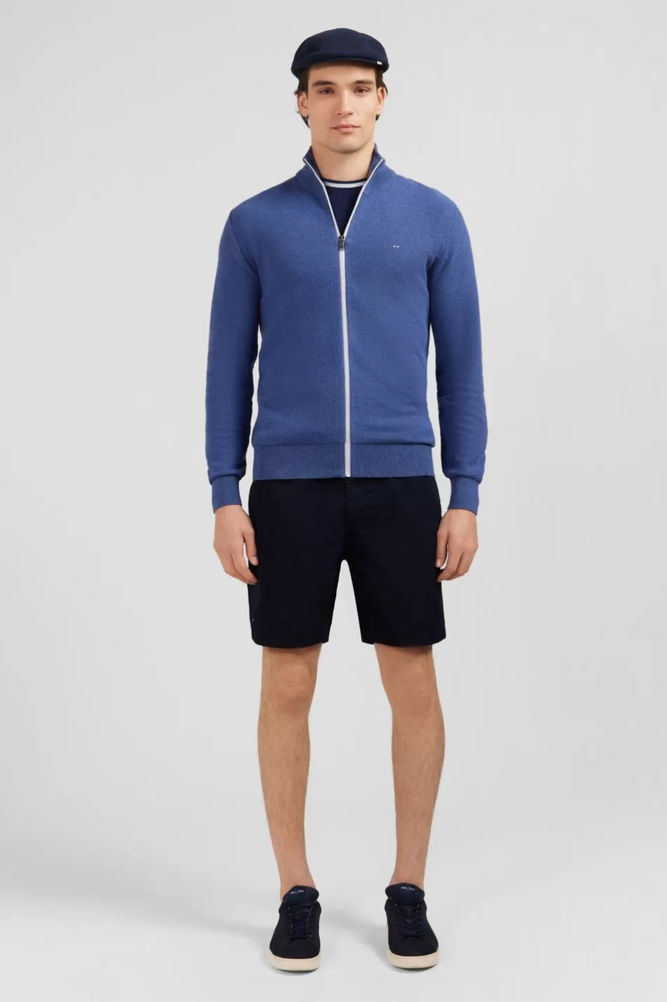 Cardigans | Eden Park Blue Zip Cardigan