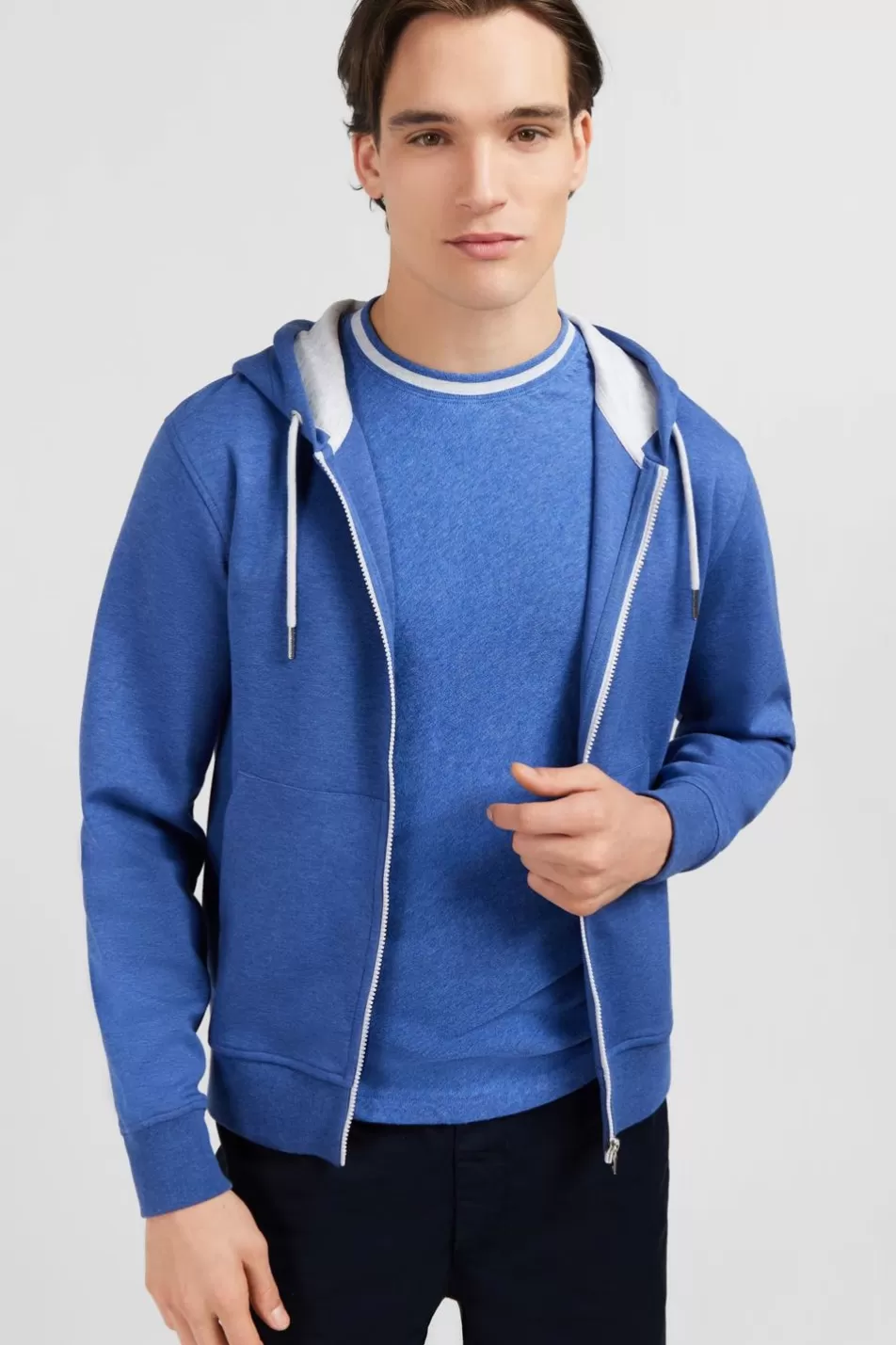 Sweatshirts | Eden Park Blue Zip Sweatshirt With Hood