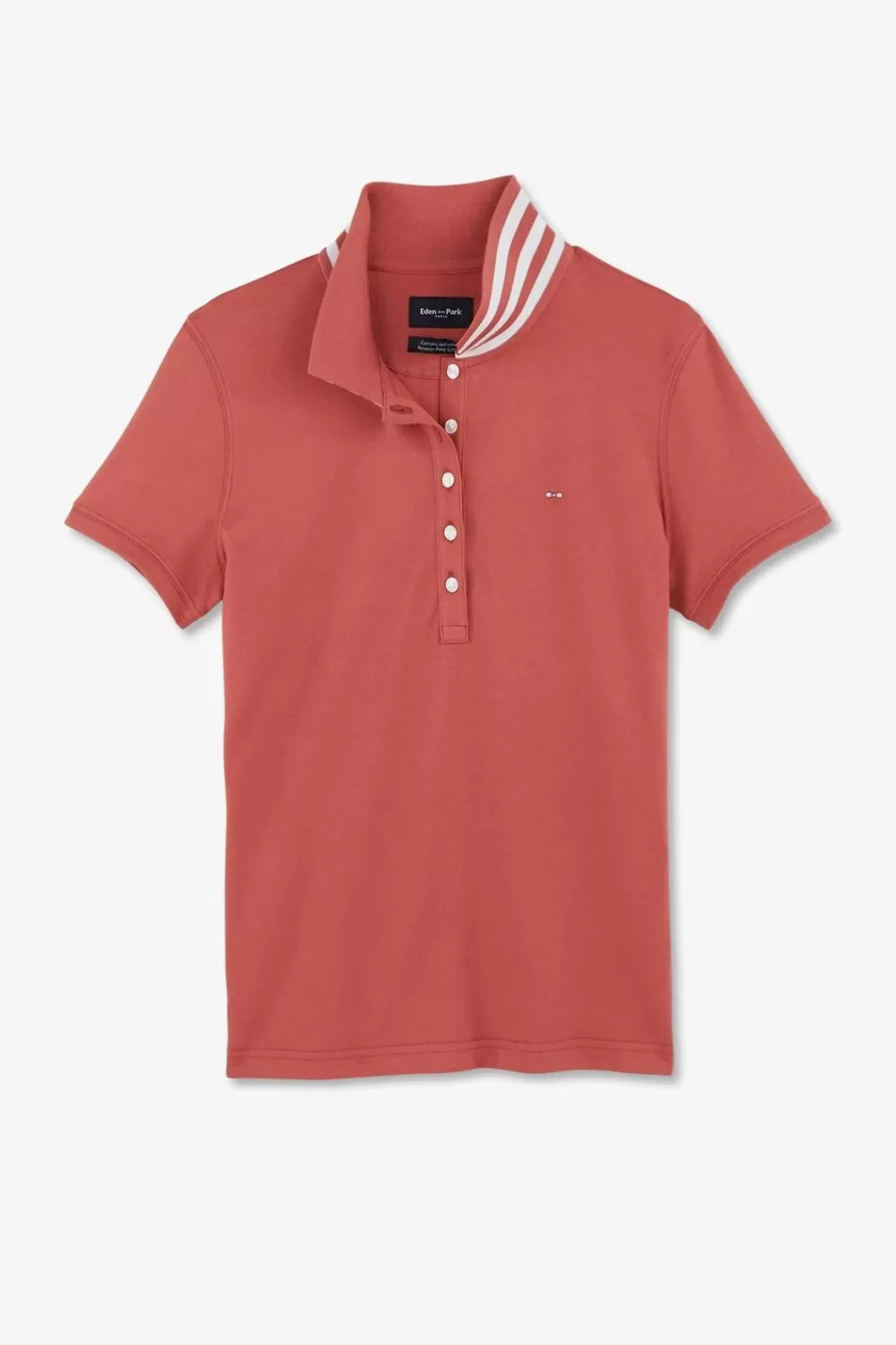 Polos | Eden Park Brick Cotton Pima Short-Sleeved Polo Shirt