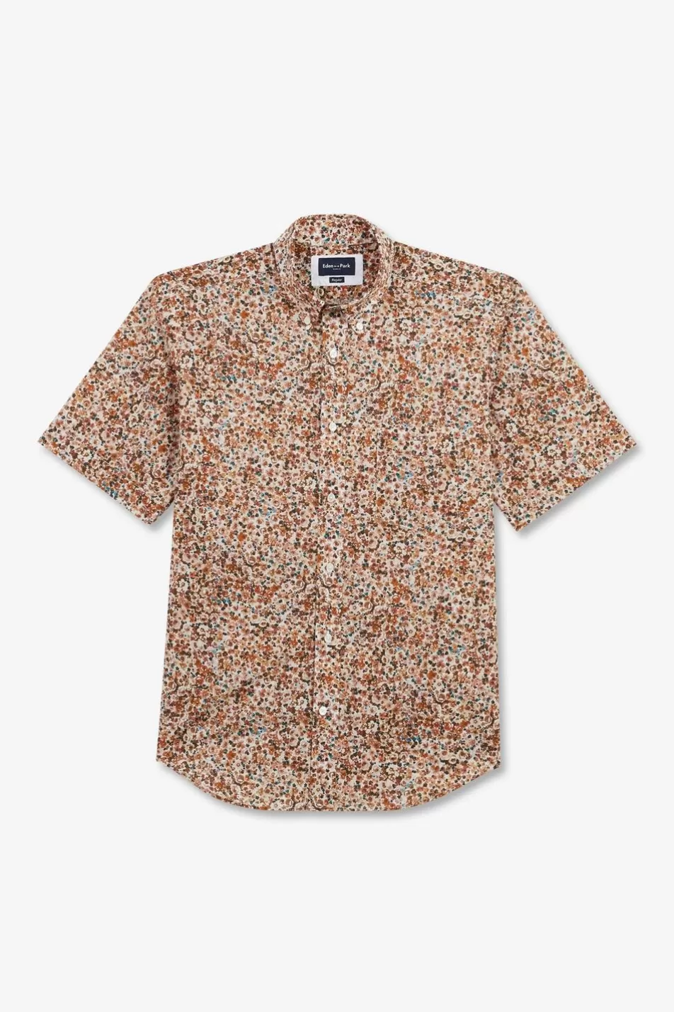 Short-Sleeved Shirts | Eden Park Brown Shirt With Flower Print