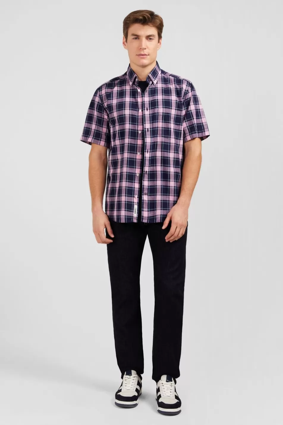 Short-Sleeved Shirts | Eden Park Checked Pink Shirt