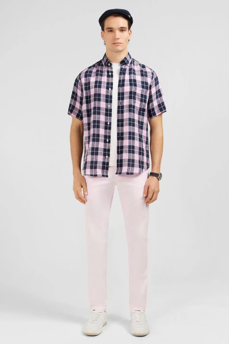 Short-Sleeved Shirts | Eden Park Checked Pink Shirt