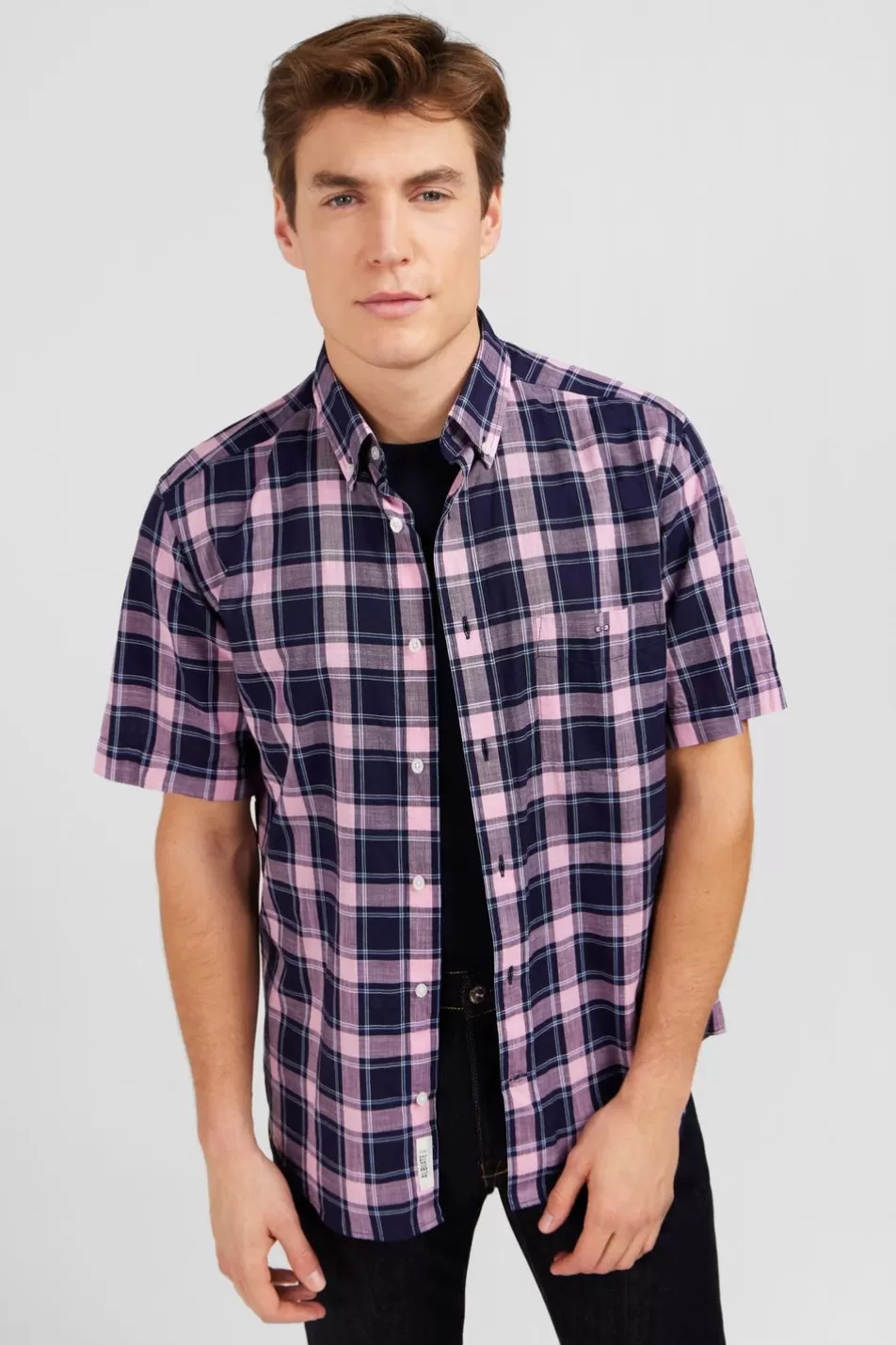 Short-Sleeved Shirts | Eden Park Checked Pink Shirt