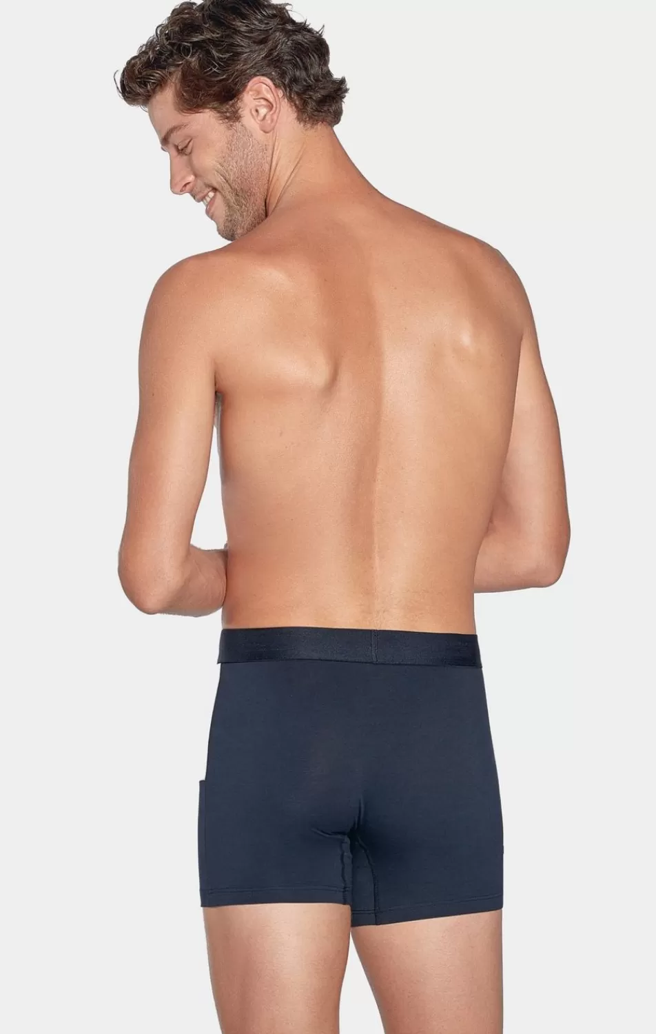 Underwear | Eden Park Colorblock Navy, Red And Grey Boxers In Stretch Cotton