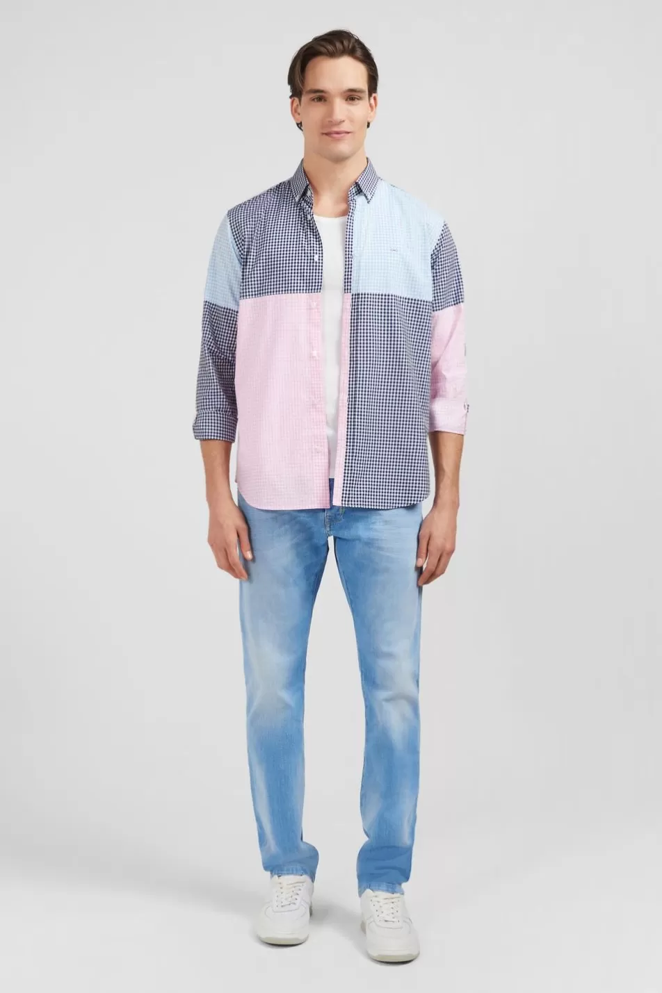 Shirts | Eden Park Colour-Block Checked Shirt